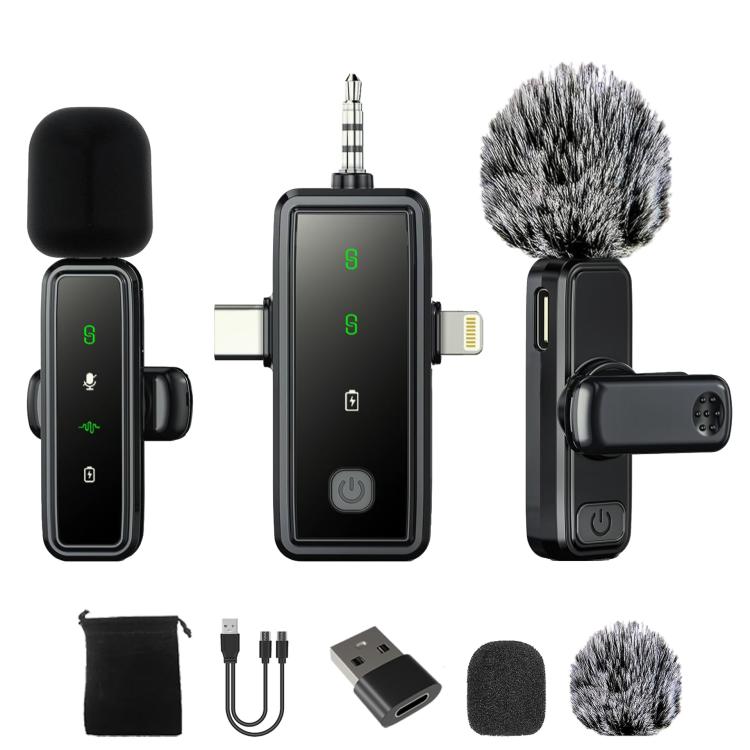 Wireless Collar Clip Microphone Smart Noise Reduction Mini Microphone, J82 Dual Mic 3 In 1 Interface 8pcs /Set, J81 1 To 2 Type-C Interface 9pcs /Set