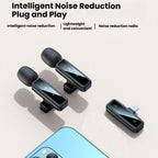 Wireless Collar Clip Microphone Smart Noise Reduction Mini Microphone, J82 Dual Mic 3 In 1 Interface 8pcs /Set, J81 1 To 2 Type-C Interface 9pcs /Set