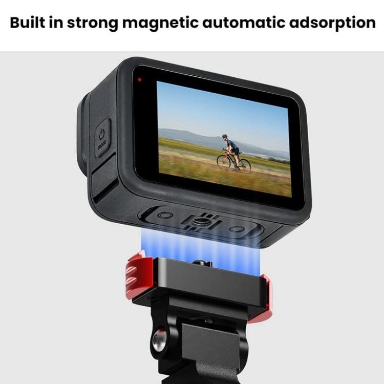 For GoPro HERO13 Black Action Camera Magnetic Quick Release Bike Mount Outdoor Cycling Tilt Shooting Bracket, 360 Degree Damping Rotary, 180 Degree Adjustable