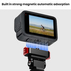 For GoPro HERO13 Black Action Camera Magnetic Quick Release Bike Mount Outdoor Cycling Tilt Shooting Bracket, 360 Degree Damping Rotary, 180 Degree Adjustable