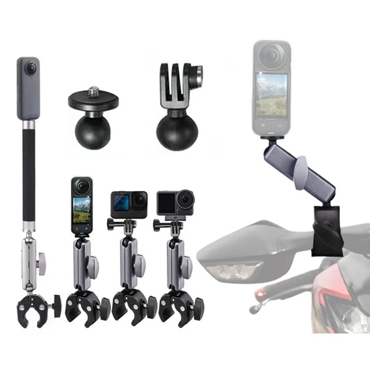 For GoPro / DJI / Insta 360 Action Cameras Cycling Bracket Bike Motorcycle Handlebar Mount, Standard 5 In 1, With 15cm Extension Rod