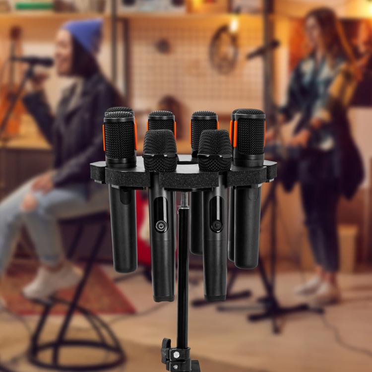 Universal Microphone Stand Holder with 8 Mic Storage Compatible with Most Tripods, 8 Mic Storage