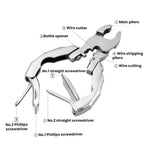 Stainless Steel Multi-Purpose Clamp Screwdriver Portable EDC Tool Bottle Opener, 9 In 1