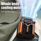 F66 Rechargeable Waist-Mounted Clip Fan With 3-Speed Settings & LED Flashlight Hands-Free Cooling For Construction, Outdoor Work, Hiking, F66 Orange, F66 Green
