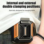 F66 Rechargeable Waist-Mounted Clip Fan With 3-Speed Settings & LED Flashlight Hands-Free Cooling For Construction, Outdoor Work, Hiking, F66 Orange, F66 Green