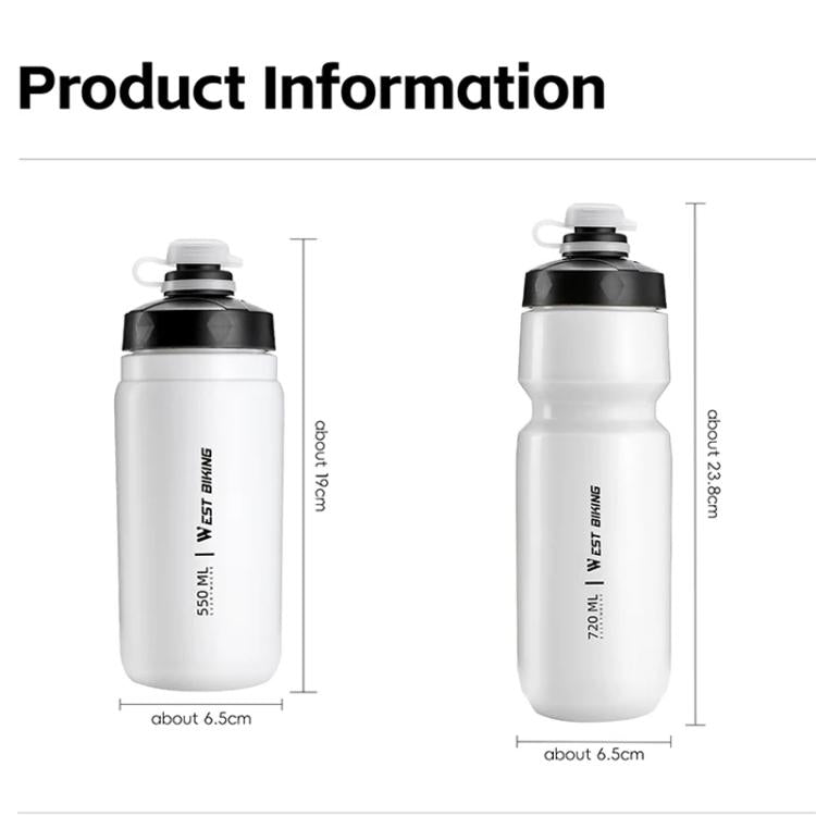 WEST BIKING 720ml Bike Water Bottle for Cycling Leak-Proof Squeeze Design Portable Sports Hydration Bottle, 720ml White Wide, 720ml Yellow Wide, 720ml Yellow, 720ml White