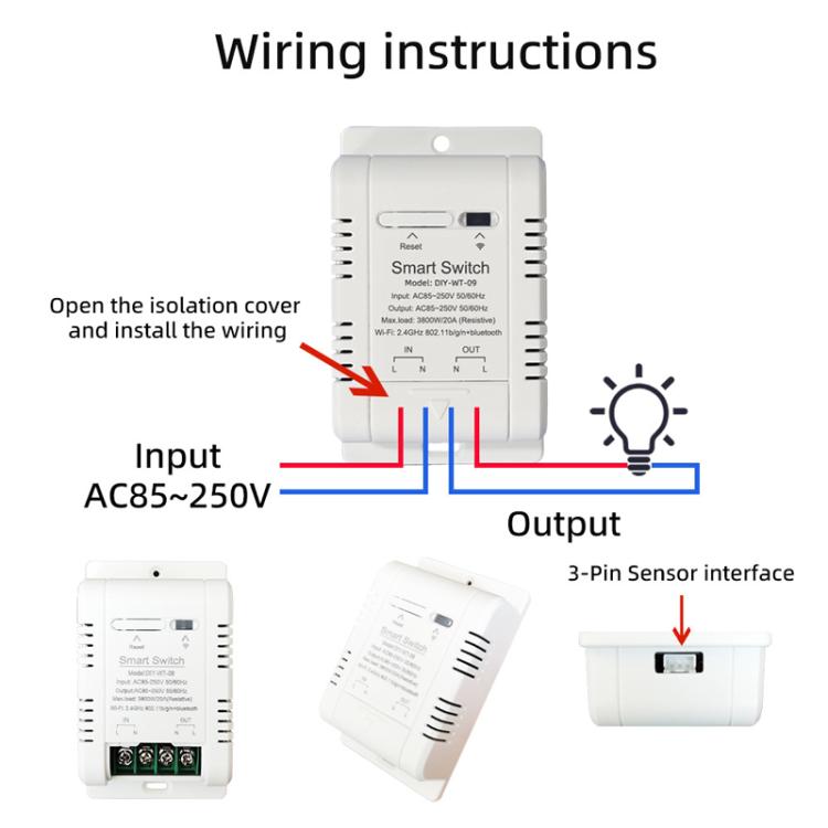 DIY-WT-09 20A Temperature Switch Smart Thermostat, Compatible With Google / Alexa / Yandex Alice / IFTTT, With 1m Temperature Sensor, With 2m Temperature Sensor, Humidity+1m Temperature Humidity Sensor