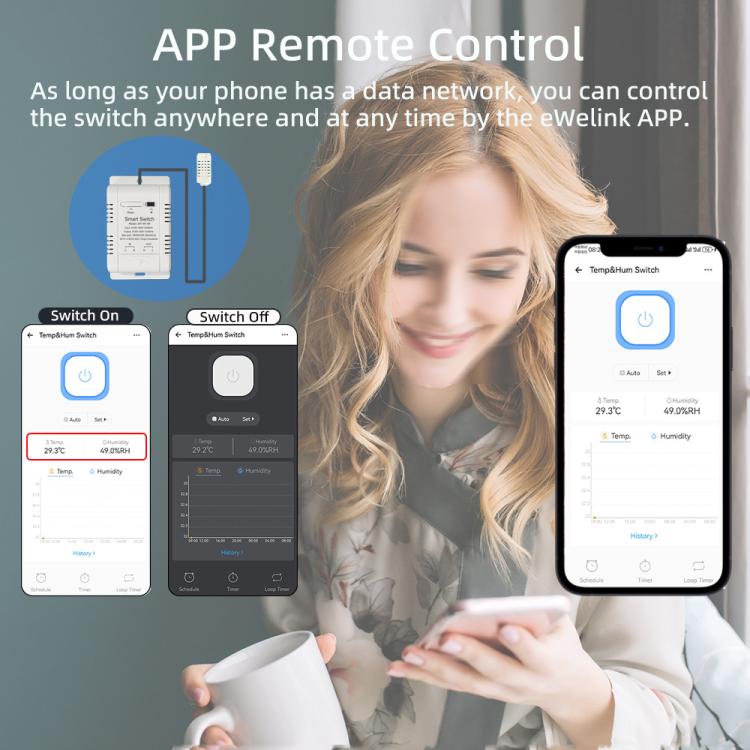 DIY-WT-09 20A Temperature Switch Smart Thermostat, Compatible With Google / Alexa / Yandex Alice / IFTTT, With 1m Temperature Sensor, With 2m Temperature Sensor, Humidity+1m Temperature Humidity Sensor