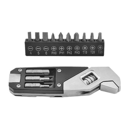Folding Hex Key Screwdriver Stainless Steel Adjustable Wrench EDC Multi-Function Tools, 8 In 1