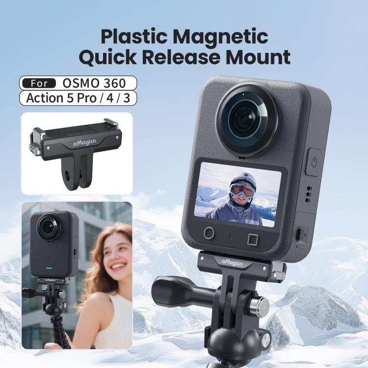 For DJI Osmo 360/Action 5 Pro/4/3 aMagisn Magnetic Quick-Release Adapter Plastic Snap-On Base, AA25