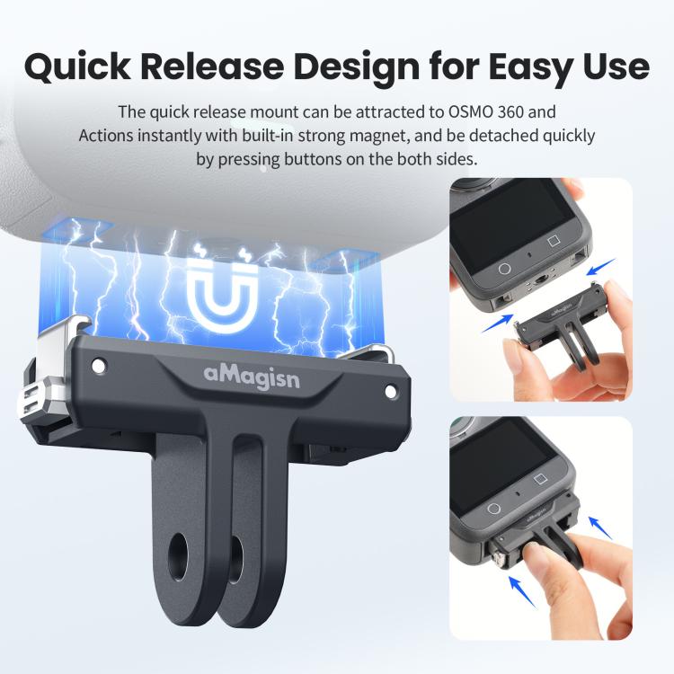 For DJI Osmo 360/Action 5 Pro/4/3 aMagisn Magnetic Quick-Release Adapter Plastic Snap-On Base, AA25