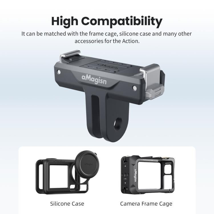 For DJI Osmo 360/Action 5 Pro/4/3 aMagisn Magnetic Quick-Release Adapter Plastic Snap-On Base, AA25