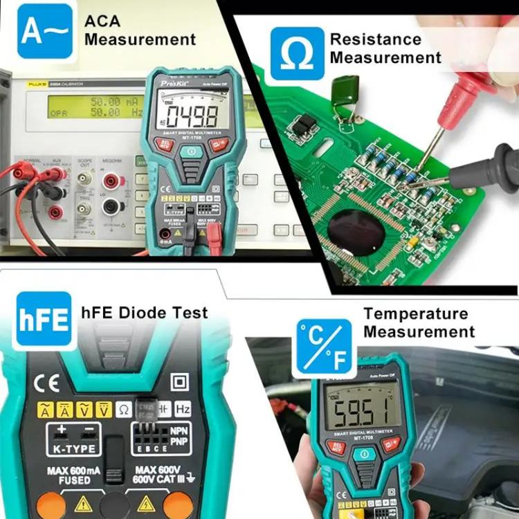 Multifunctional Burn-Proof 3 5/6 Intelligent Digital Multimeter Electrician Auto Ranging Universal Meter, MT-1708-C
