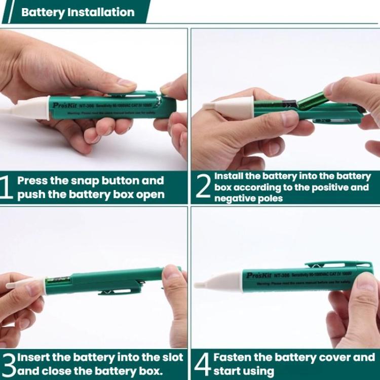 Non-Contact Portable Electrical Tester Pen With LED Zero Ground Wire Testing Tool, ProsKit NT-306