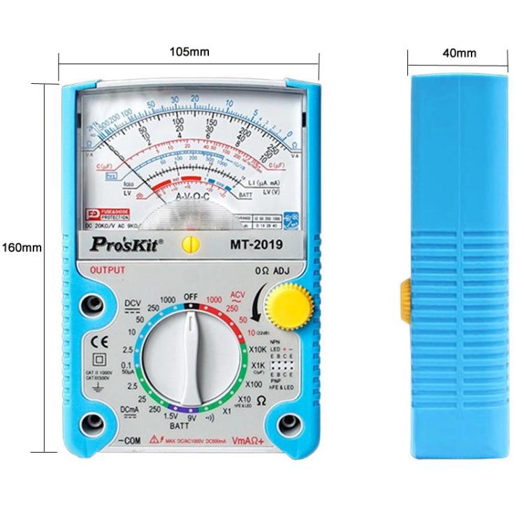 Analog Multimeter 24 Range Mechanical High Precision Universal Meter, ProsKit MT-2019