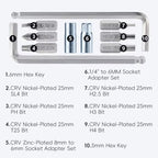 WEST BIKING 10-in-1 Bicycle Repair Tool Kit Bike Multi-Tool with Hex Keys, Adapter Socket Set, SL4/PH1/T25 Bits