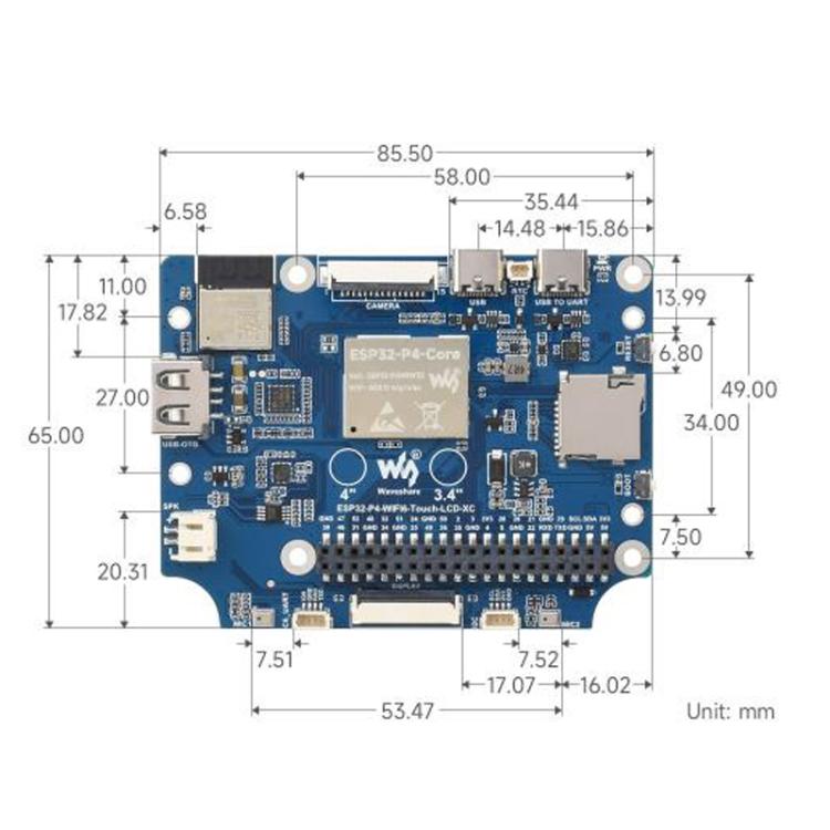 WAVESHARE 31523 ESP32-P4 Touch Circular LCD Screen Development Board, ESP32-P4-WIFI6-Touch-LCD-3.4C, ESP32-P4-WIFI6-Touch-LCD-4C