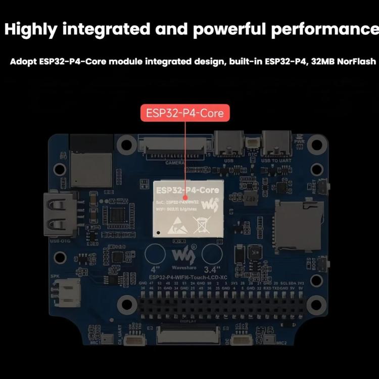 WAVESHARE ESP32-P4 Touch Circular LCD Screen Development Board, ESP32-P4-WIFI6-Touch-LCD-4C