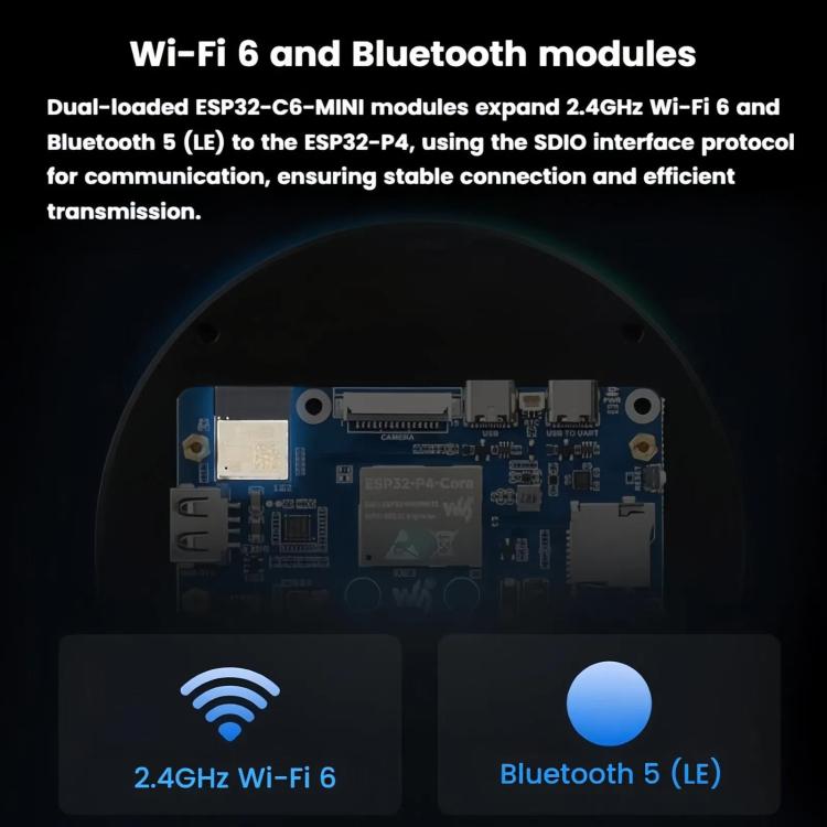 WAVESHARE ESP32-P4 Touch Circular LCD Screen Development Board, ESP32-P4-WIFI6-Touch-LCD-4C