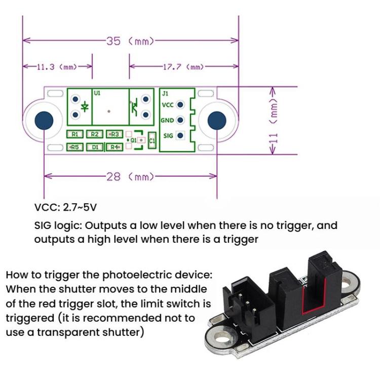 2pcs Wired Endstop Optical Switch Sensor Photoelectric Limit Switch, 1m