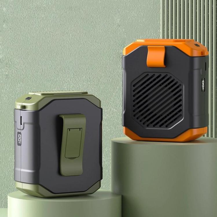F31 Rechargeable Waist-Mounted Clip Fan With 5-Speed Adjustable Airflow, Stand & Flashlight, F31 Green, F31 Orange