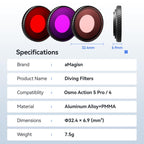 For DJI Osmo Action 5 Pro / Action 4 aMagisn Anti-Fog Dive Filter Lens Seamlessly Adapted To Waterproof Cases