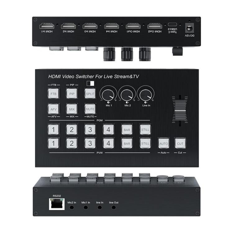 4 In 2 Out HDMI Guide Switchboard Type-C Capture Port OSD Display Game Switcher, EU Plug, UK Plug, US Plug
