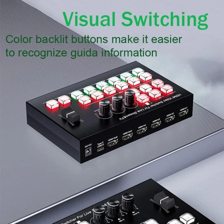 4 In 2 Out HDMI Guide Switchboard Type-C Capture Port OSD Display Game Switcher, EU Plug, UK Plug, US Plug