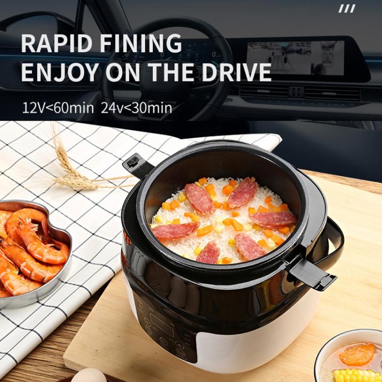 12V-24V 2L Car-Mounted Push-Button Rice Cooker, English, English + Battery Cable, Russian, Russian + Battery Cable