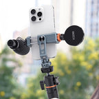 Aluminum Alloy Dual-Head Cold Shoe Phone Mount With Dual 1/4 inch Screw Holes For Horizontal/Vertical Tilting Shooting, PH-18