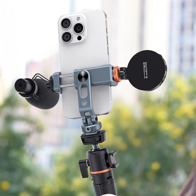 Aluminum Alloy Dual-Head Cold Shoe Phone Mount With Dual 1/4 inch Screw Holes For Horizontal/Vertical Tilting Shooting, PH-18