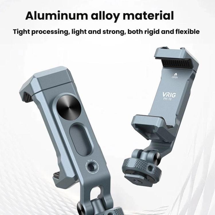 Aluminum Alloy Dual-Head Cold Shoe Phone Mount With Dual 1/4 inch Screw Holes For Horizontal/Vertical Tilting Shooting, PH-18