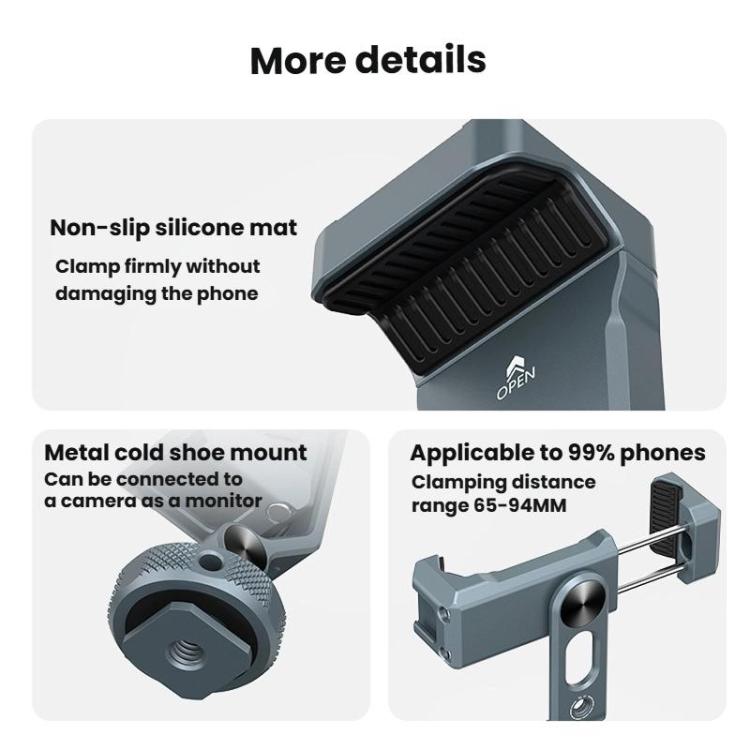 Aluminum Alloy Dual-Head Cold Shoe Phone Mount With Dual 1/4 inch Screw Holes For Horizontal/Vertical Tilting Shooting, PH-18