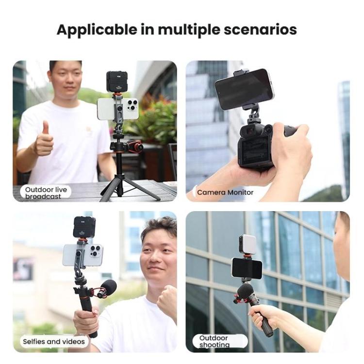 Aluminum Alloy Dual-Head Cold Shoe Phone Mount With Dual 1/4 inch Screw Holes For Horizontal/Vertical Tilting Shooting, PH-18