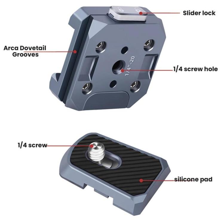 Aluminum Alloy Quick Release Adapter Universal Gimbal Clamp Accessories For Phones DSLRs, COBONE CQ-2