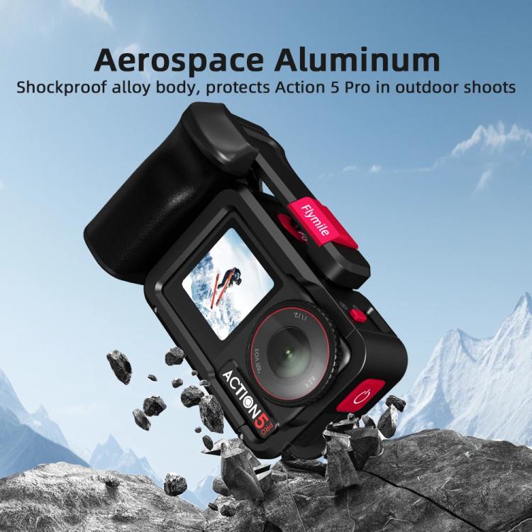 For DJI Action 5 Pro/4/3 Flymile Street Shooting Handle Grip Expansion Cage Kit, Street Grip Cage Kit