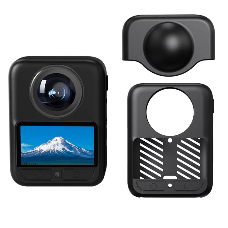 For DJI Osmo 360 Silicone Case Anti-Scratch Shock-Absorbing Dustproof Cover, Black, With Lens Cap