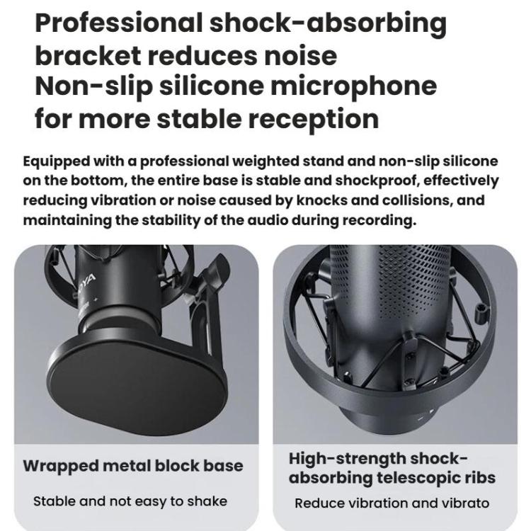 BOYA K9 Built-In Sound Card Quadruple Noise Reduction Desktop Microphone PC Recording Game Live Noise Reduction Microphone, K9