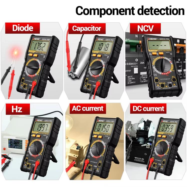 Digital Multimeter with NCV Detection Voltage Tester for AC/DC Current/Voltage, hFE Triode, and Capacitor Test Tool, ANENG SZ818, ANENG SZ818 Pro  Rechargeable
