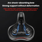 Thickened Universal Bicycle Saddle With Silicone Shock Absorber, Black, Black+USB Rechargeable Taillight