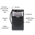 TECSUN R-218 FM/AM/Campus Broadcast Radio Portable Pocket Analog Dial Radio, Standard No Battery