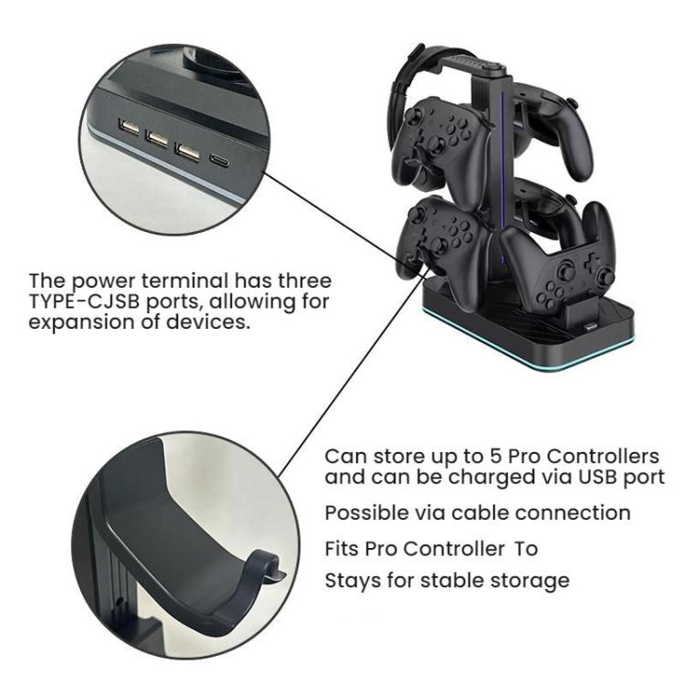 For Nintendo Switch 2 Pro Controller Headphone Storage Rack Charging Base