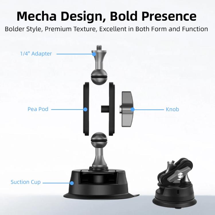Flymile Universal Car Suction Cup Mount for Action Cameras 360-degree Rotatable, Washable and Reusable Dashboard Windshield Holder, Only  Mount, With Extension Rod