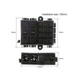 6-Way Automotive Fuse Block Box, 2-500A 32V DC, with 2 Input and 4 Output Terminals, Black, With 6 Fuses