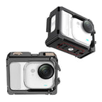 For Insta360 GO Ultra Aluminum Alloy Cage with Dual Cold Shoe Mount Shockproof Protective Frame, Aluminum Alloy Cage