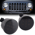 2pcs For Wrangler Plum Blossom-Shaped Yellow LED Car Lights Car Modified Grille Turn Signal Lights, With Aperture, Without Aperture