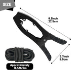 Canoe/Kayak Self-Locking Stainless Steel Anchor Clamp With Toothed Jaws, Black, Black + Metal Buckle, Black + Kayak Handrail, Black + Metal Buckle + Kayak Handrail