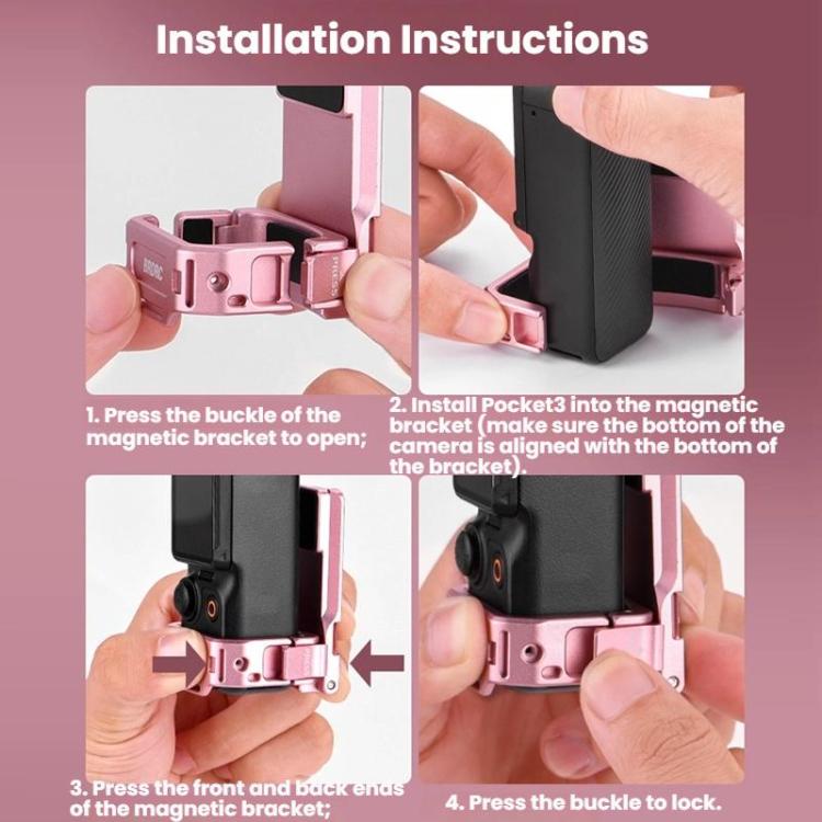 For DJI Osmo Pocket 3 BRDRC Magnetic Mount Expandable Back Clip Adapter
