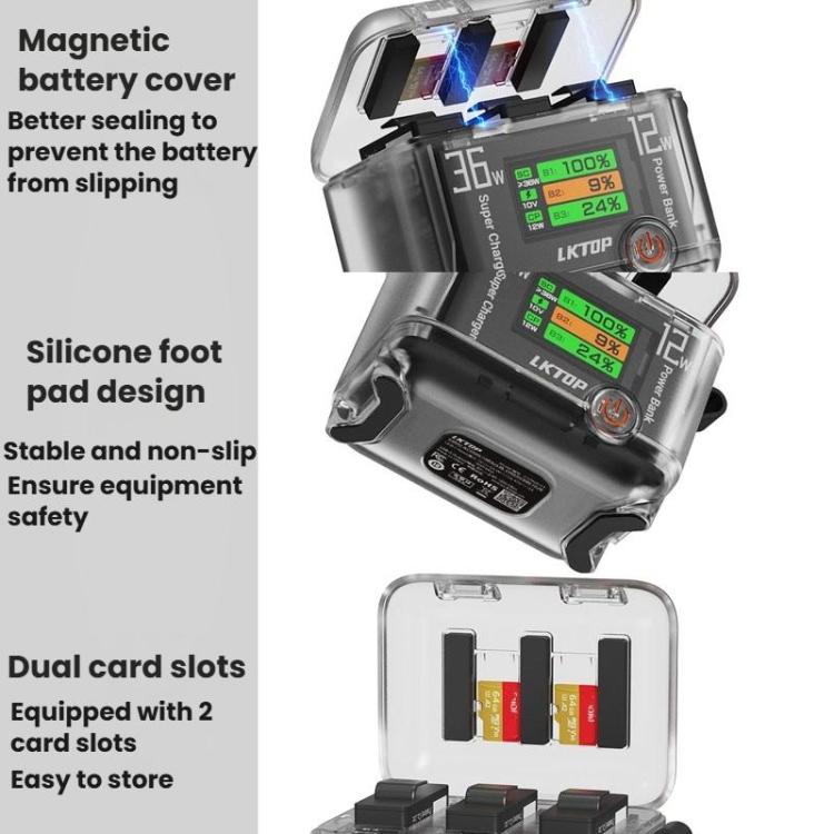 Multi-Functional Battery Charging Organizer For DJI Osmo 360 / Action 5 Pro / Action 4 / Action 3, LKTOP ACG247