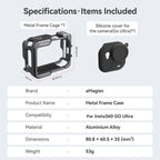 AMagisn Metal Cage For Insta360 GO Ultra Quick Release Protective Frame With Silicone Cover